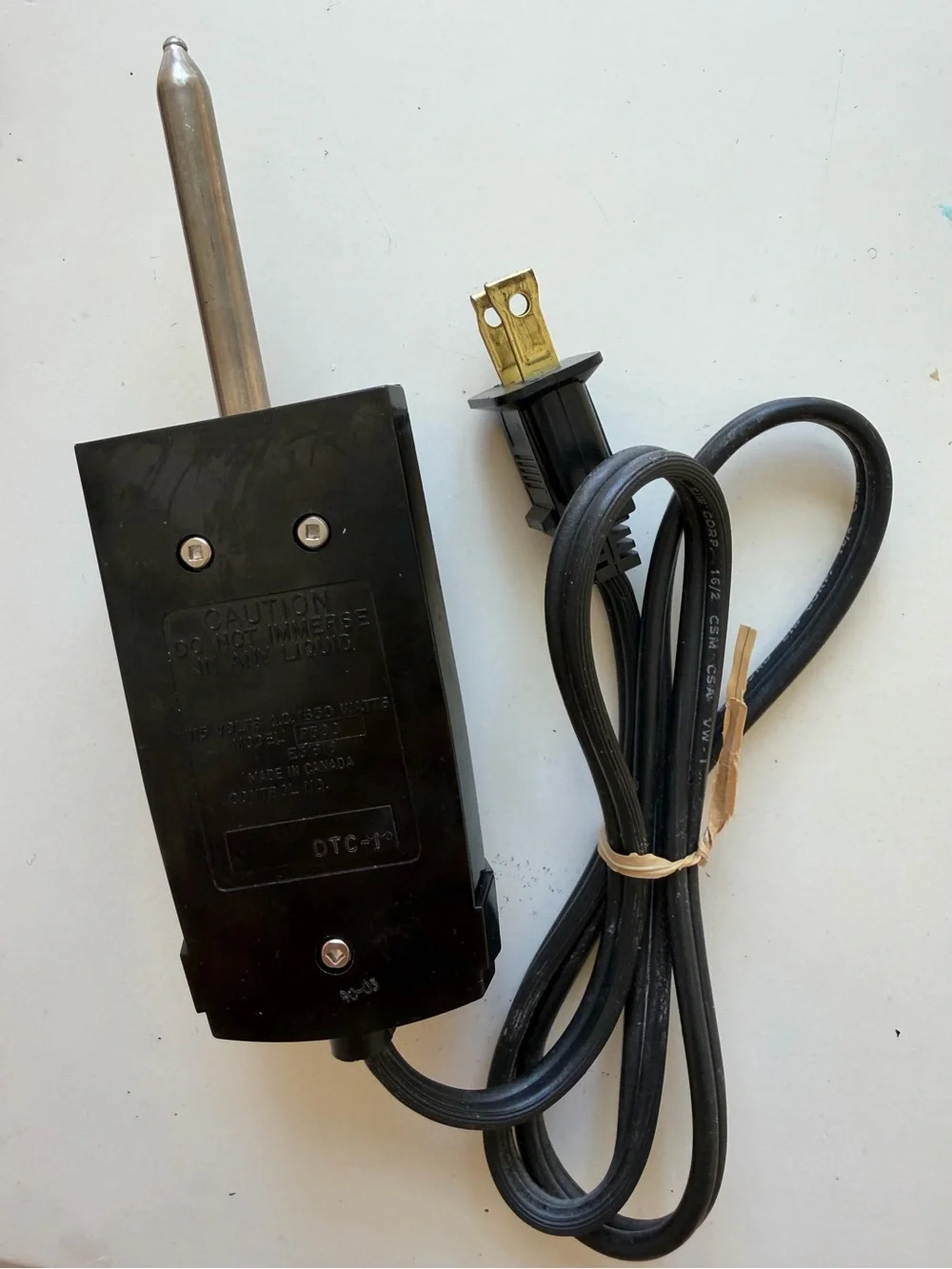 Dazey DTC-1 Temperature Control Power Cord Probe Deep Fryer Wok AC 120V